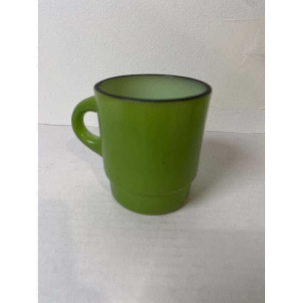 Stacking Anchor Hocking Fire King Green With Black Rim‎ USA Mug Coffee Cup